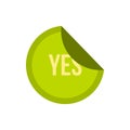 Green yes button icon, flat style Royalty Free Stock Photo