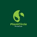 Green yin yang circle leaf plant logo symbol icon vector graphic design illustration idea creative Royalty Free Stock Photo