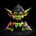 Colorful Surrealism Origami Yoda In Black And Green