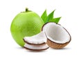 Green young coconut with drop water isolated Royalty Free Stock Photo