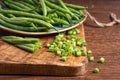 Green young stalks of beans. Green diet. Super food. Vegetarianism. Raw food