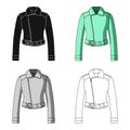 Green youth short leather jackets for confident women. Women clothing single icon in cartoon style vector symbol stock