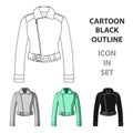 Green youth short leather jackets for confident women.Women clothing single icon in cartoon style vector symbol stock