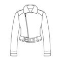 Green youth short leather jackets for confident women.Women clothing single icon in outline style vector symbol stock