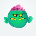 Green zombie cartoon. Halloween character. Vector illustration. Royalty Free Stock Photo
