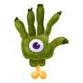 Green zombie hand with eye for Halloween holiday Royalty Free Stock Photo