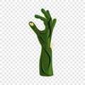Green zombie hand icon, cartoon style Royalty Free Stock Photo