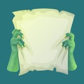 Zombie hands holding blank sign. Vector illustration Royalty Free Stock Photo