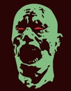 Green zombie screams head. Vector illustration. Royalty Free Stock Photo