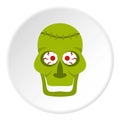 Green Zombie Skull Icon Circle