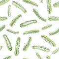 Green zucchini. Scratched seamless pattern Harvest