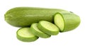 Green zucchini and sliced zucchini isolated on white background Royalty Free Stock Photo