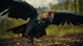 Greenblue Parrot Flying Beside A Piler: A Jessica Drossin Inspired Unreal Engine Render