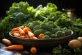 Greened, green and carrots kale in a bowl on m Royalty Free Stock Photo