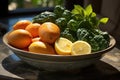 Greened, green and carrots kale in a bowl on m Royalty Free Stock Photo