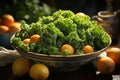 Greened, green and carrots kale in a bowl on m Royalty Free Stock Photo