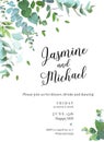 Greenery botanical wedding invitation. Royalty Free Stock Photo