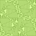 Greenery chevron, russian floral seamless pattern