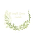 Greenery doodle hand drawn floral wreath vector Royalty Free Stock Photo