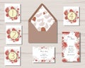 Greenery and floral wedding patterns red and begie Royalty Free Stock Photo