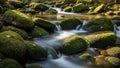 Greenery and gentle flow of the stream suggest a healthy undisturbed Royalty Free Stock Photo