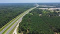 Greenery highway interstate 10 (I-10) with lush green Loblolly pine trees Pinus taeda