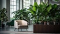 greenery office plants background Royalty Free Stock Photo