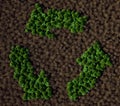 Greenery recycling logo in dead forest