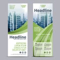 Greenery Roll up layout template mock up. flag flyer banner backdrop design. vector illustration