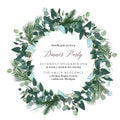 Greenery round wreath with eucalyptus, mistletoe, emerald spruce, pine