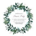 Greenery round wreath with eucalyptus, mistletoe, emerald spruce, pine