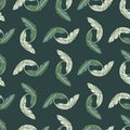 Greenery seamless pattern with doodle abstract banana leaf elements print. Nature ornament