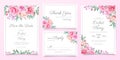 Greenery wedding invitation card template set of floral arrangements border. Elegant garden flowers decoration save the date, Royalty Free Stock Photo