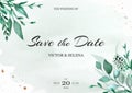 Greenery wedding invitation. Watercolor style. Natural card design. All elements are isolated and editable. Royalty Free Stock Photo