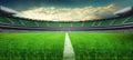 Green field in an American football stadium