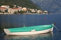 Greenfishing boat near the village Stoliv in Montenegro. Royalty Free Stock Photo
