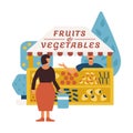 Greengrocer Stall Illustration