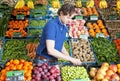 Greengrocer at work