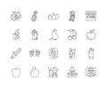 Greengrocers and fruits sellers line icons, signs, vector set, outline illustration concept