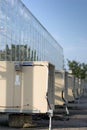 Greenhouse air conditioners in a row Royalty Free Stock Photo