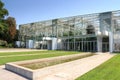 Greenhouse with artificial waterfalls in botanical garden Orto botanico in Padua, Italy Royalty Free Stock Photo