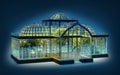 Greenhouse botanical 3d at night light