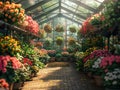 Vibrant Flowers Fill Greenhouse Royalty Free Stock Photo