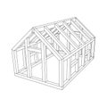 Greenhouse construction frame. Hothouse building object. Warm house