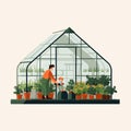 Greenhouse cultivation vector flat minimalistic isolated illustration