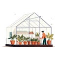 Greenhouse cultivation vector flat minimalistic isolated illustration