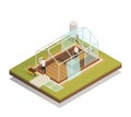 Greenhouse Facility Construction Isometric Composition