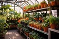 greenhouse filled with various potted plants