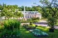 Greenhouse and fountain