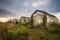 greenhouse frame twisted and bent by wind force